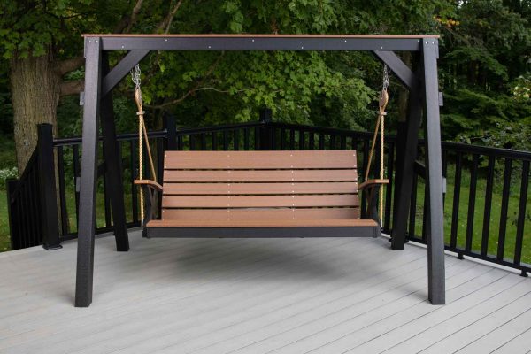 4' Modern Patio Swing with Pulley Rope and Chain