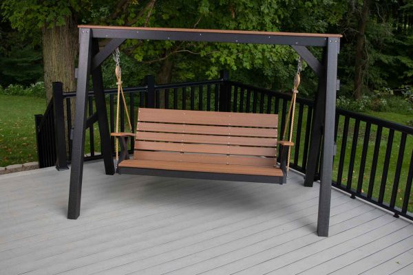 4' Modern Patio Swing with Pulley Rope and Chain