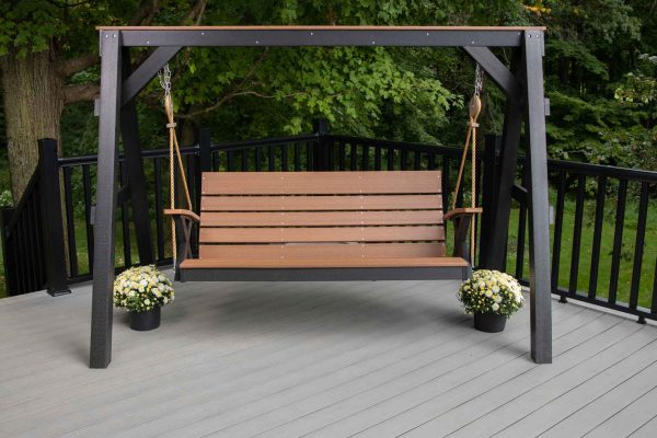 4' Modern Patio Swing with Pulley Rope and Chain