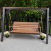 4' Modern Patio Swing with Pulley Rope and Chain