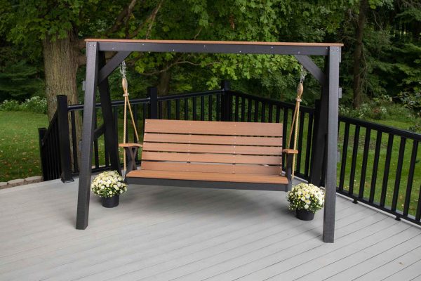 4' Modern Patio Swing with Pulley Rope and Chain