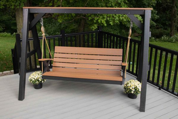 4' Modern Patio Swing with Pulley Rope and Chain