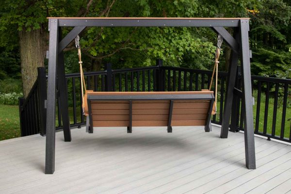 4' Modern Patio Swing with Pulley Rope and Chain