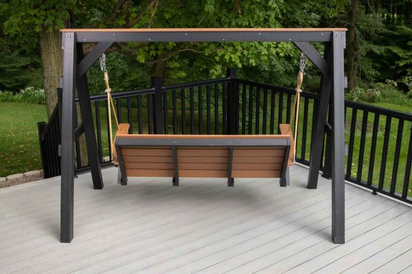4' Modern Patio Swing with Pulley Rope and Chain
