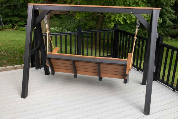 4' Modern Patio Swing with Pulley Rope and Chain