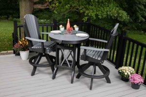 3-Piece Adirondack Round Table Bar Height Dining Set