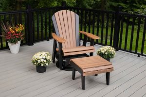 2-Piece Adirondack Glider Swivel Chair with Ottoman