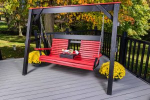 2-Piece High Curve Back Settee Patio Swing Set w/Frame and Chain