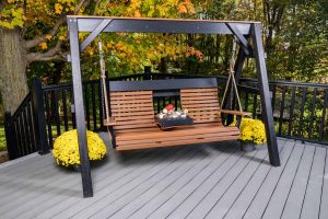 2-Piece High Curve Back Settee Porch Swing Set w/Frame and Pulley Rope