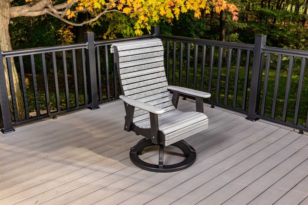 Roll Back Poly Swivel Arm Chair, Regular Height