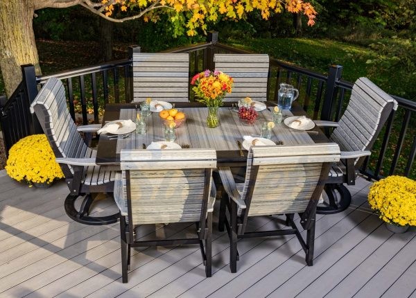 7-Piece Roll Back Rectangle Table Set, Dining Height