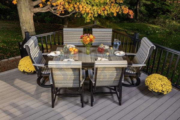 7-Piece Roll Back Rectangle Table Set, Dining Height