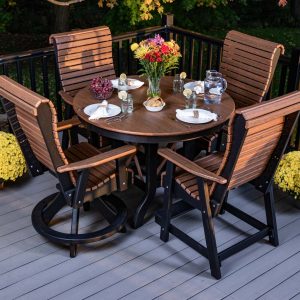 5-Piece Roll Back Round Table Set, Counter Height